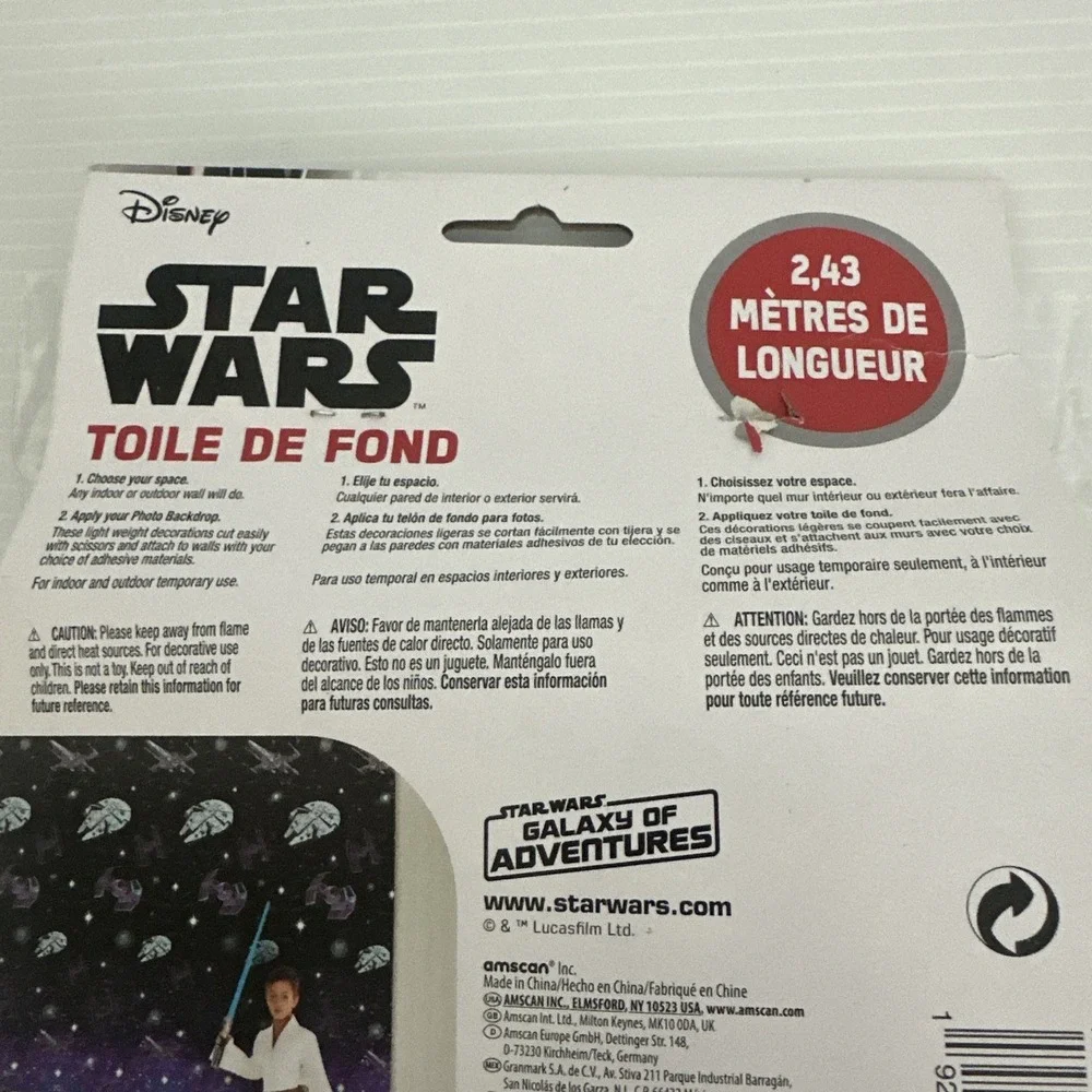 Disney STAR WARS Photo Backdrop 8 FT Long NEW Sealed Package Birthday Party 2pc